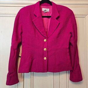 Vintage Casual Corner Magenta Wool Blazer Gold Buttons size 4